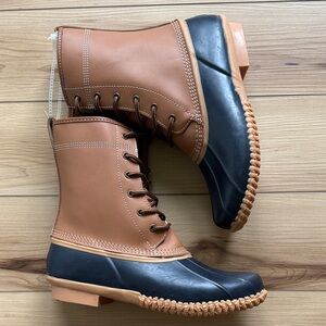 Lands End Women’s Insulated Duck Boots color Hazenut Leather size 7.5